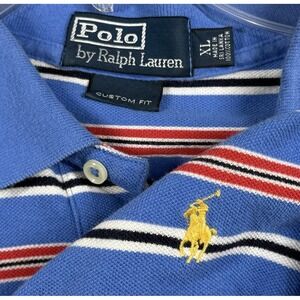 Vintage Polo Ralph Lauren Polo‎ Shirt Men's XL Blue White Red  Black Striped